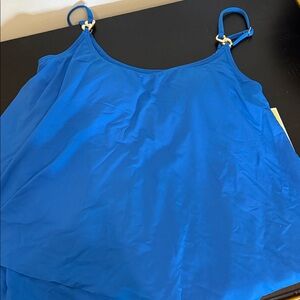 NWT Michael Kors Blue Double Layer Tankini Top Size S